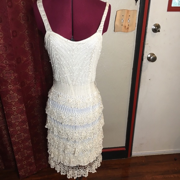 Dresses & Skirts - Cream crocheted and bead dress